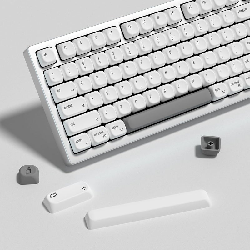 YMKPVR KBDiy for MAC Style KOA Profile Keycaps 60 Percent,Dye-Sublimation PBT White Custom Keyboard Keycap,138 Keys Cap Set for Cherry Gateron MX Switches Mechanical Keyboards - Image 1